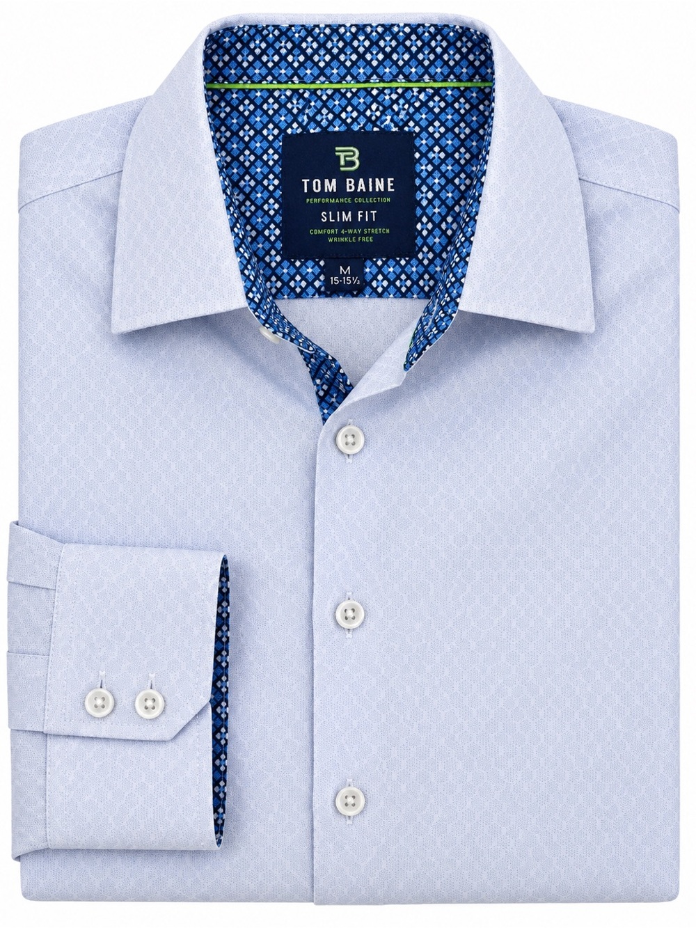Tom Baine Collection Long-Sleeve Dress Shirt with Contrast Inner Collar